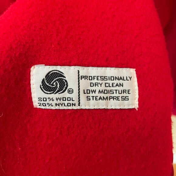 J.G. Hook Womens Size 14 Red Wool Blend Toggle Coat Hooded Red Lined Duffle Coat - Picture 6 of 14